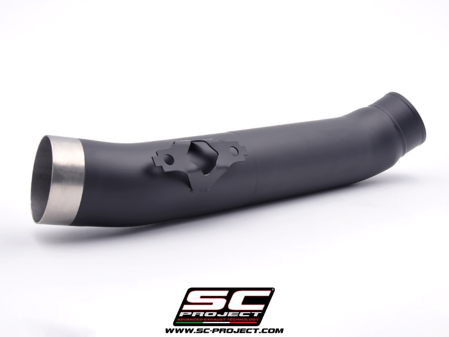 Picture of De-cat link pipe stainless steel, matt black, compatible with SC-Project headers