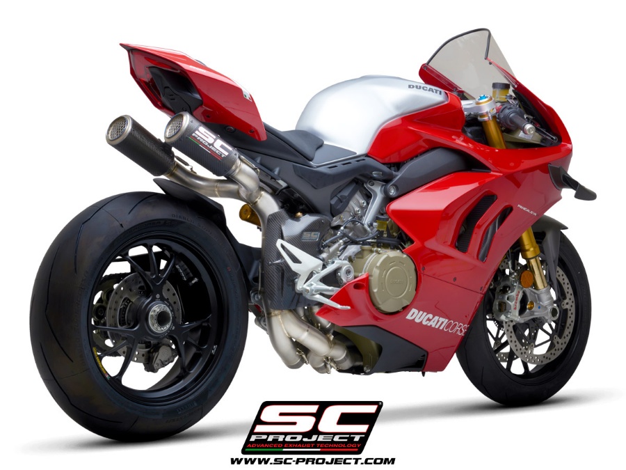 Picture of 4-2-1-2 Titanium Cu-Nb WSBK full exhaust system, with CR-T M2 carbon exhausts